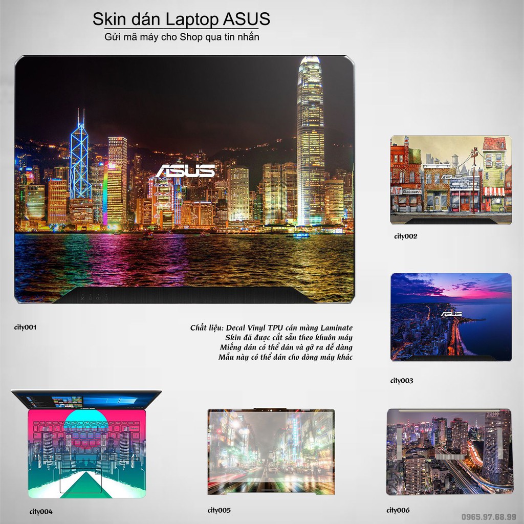 Skin dán Laptop Asus in hình thành phố (inbox mã máy cho Shop)