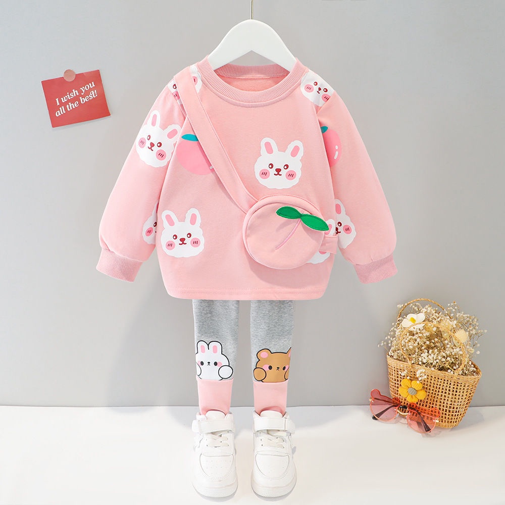Bộ Áo Sweater Tay Dài Dáng Rộng Phối Quần Dài Thời Trang Mùa Thu 2022 Mới Cho Bé Gái