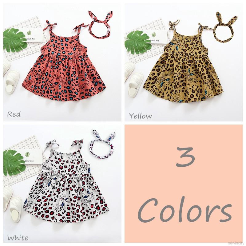 Đầm không tay họa tiết da báo xinh xắn cho bé gái