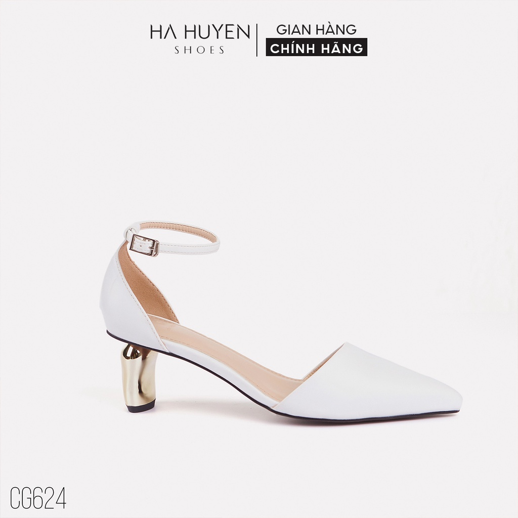 Giày cao gót Hà Huyền Shoes mũi nhọn đế dẹt sóng vàng 5 phân kiểu dáng mới - CG624