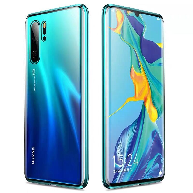 Ốp Lưng Kính Cường Lực Trong Suốt Với Khung Kim Loại Từ Tính Cho Huawei P20 Pro P30 P30 Pro P40 Pro P40 Pro Mate 10 Pro Mate 20 Pro Mate 30 Pro