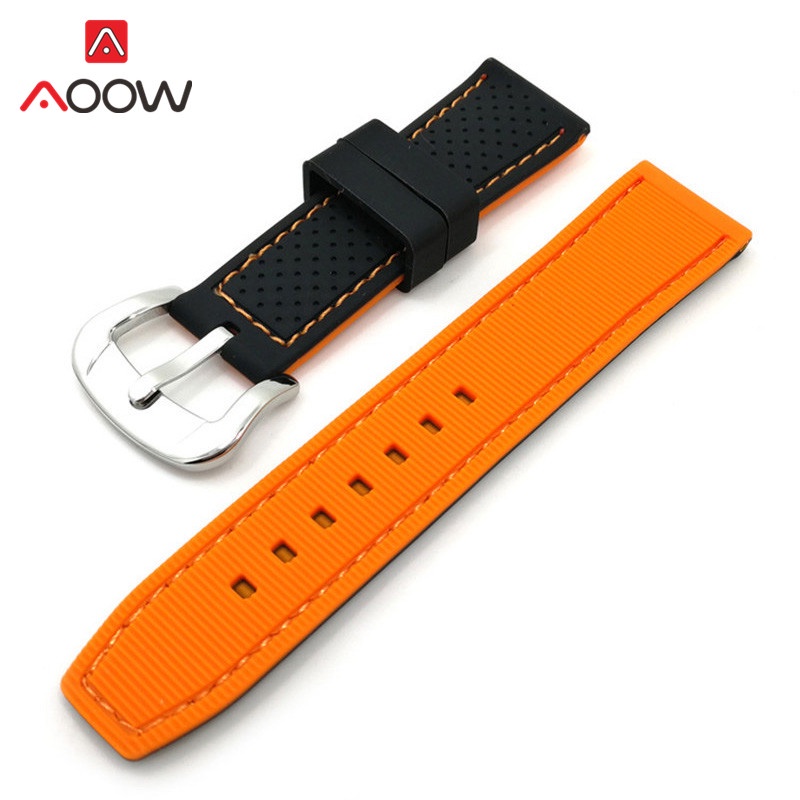 Dây Đeo Đồng Hồ Thể Thao Bằng Cao Su Silicon Chống Thấm Nước Dài 20mm 22mm 24mm