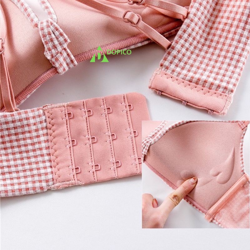 Áo ngực không gọng su nữ nâng ngực đệm vừa caro dây sau mặc được nhiều kiểu DOPICO  A113