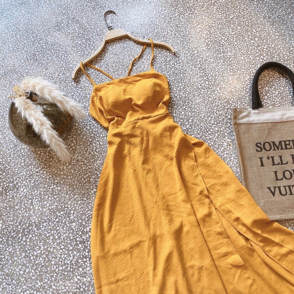 Đầm maxi dây chéo lưng có cúp ngực xẻ tà( Hình chụp 💯) | BigBuy360 - bigbuy360.vn