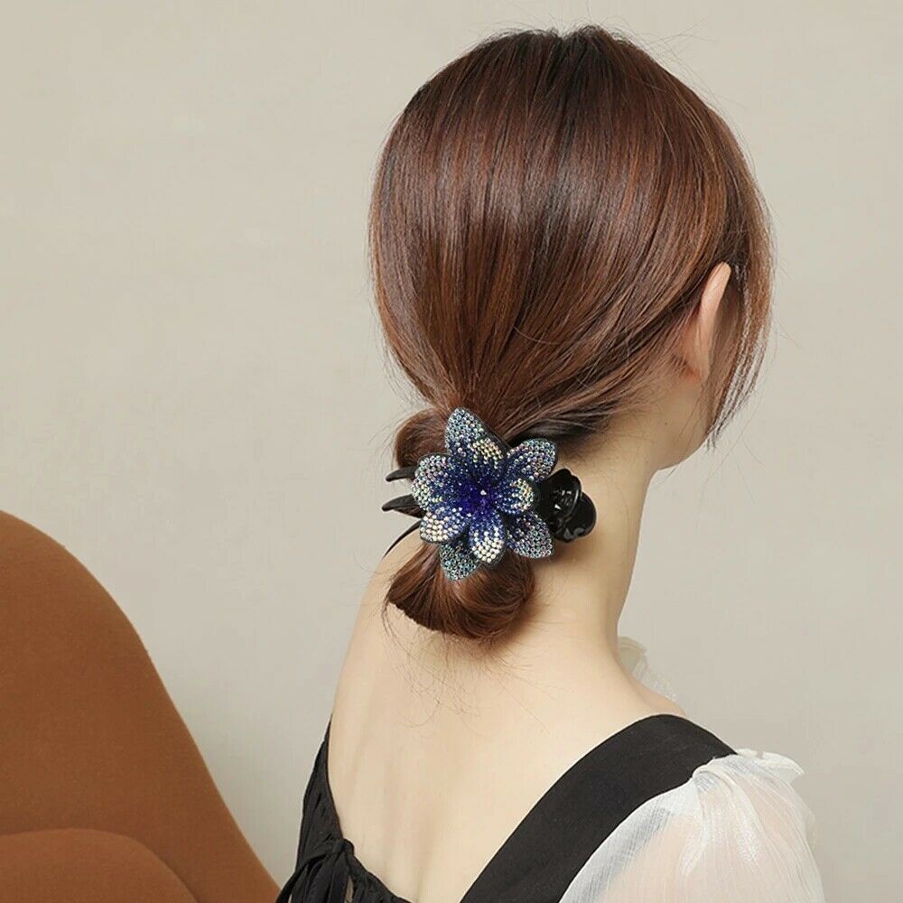 Kẹp tóc hình hoa đính đá phong cách xinh xắn thời trang cho nữ