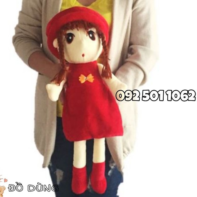 [TẶNG GẤU BÔNG HENIKEN] BÚP BÊ CHIBI ÁO ĐỎ [60cm] DỄ THƯƠNG CHO BÉ GÁI