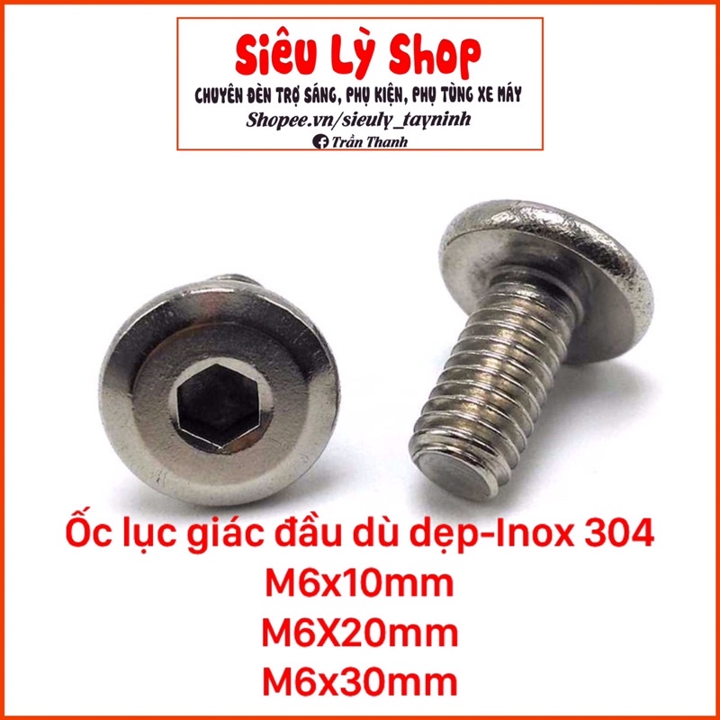 Ốc lục giác INOX 304 - Đầu dù dẹp Size M6