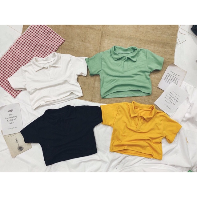{Freeship} Áo Croptop cổ sơmi polo