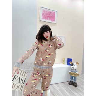 Bộ đồ ngủ nữ nỉ lót lông siêu ấm giao màu bất kì