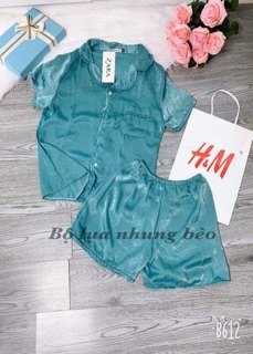 BỘ PIZAMA LỤA NHUNG CỘC TAY
