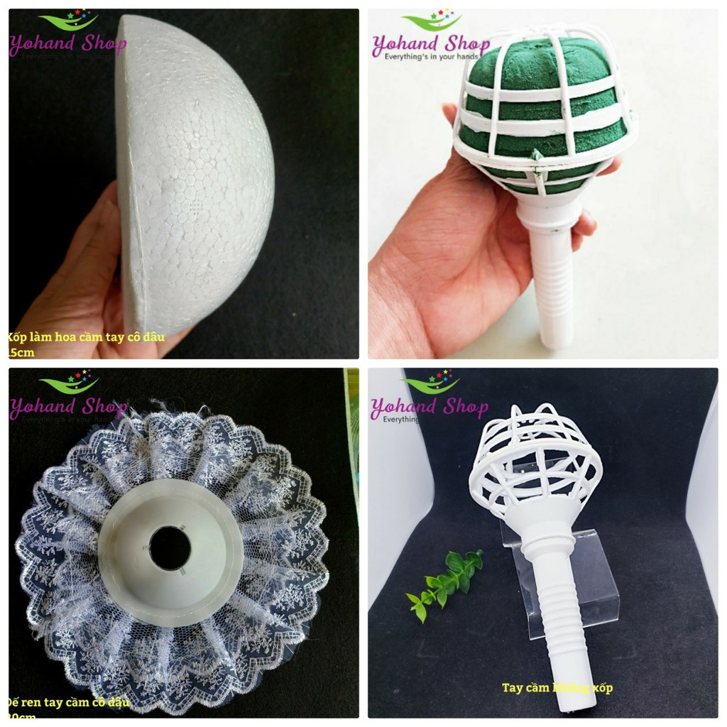 Tay cầm hoa Xốp bán cầu làm hoa cầm tay cô dâu (giá/ cái)