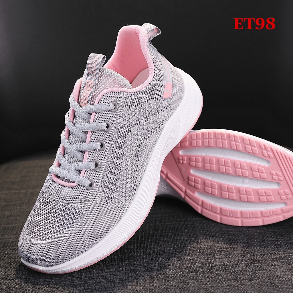 Giày bata sneaker nữ cổ thấp chất vải dệt kim cao cấp đế cao 3cm nhiều màu ET98 - Em’s Shoes