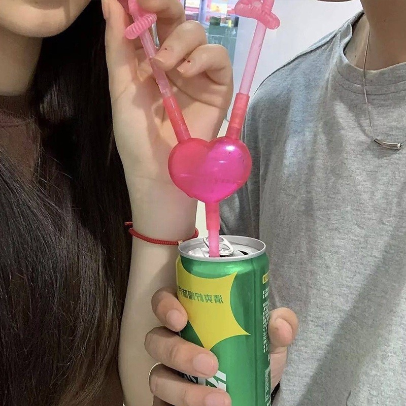 Ống hút đôi HOUSEEKER hình trái tim cho ngày valentine/sinh nhật