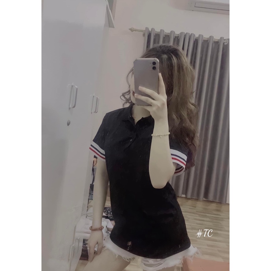 Áo Polo phối tay cổ bẻ chất liệu cotton kiểu dáng đẹp nam nữ mặc đẹp (CT-T40P)