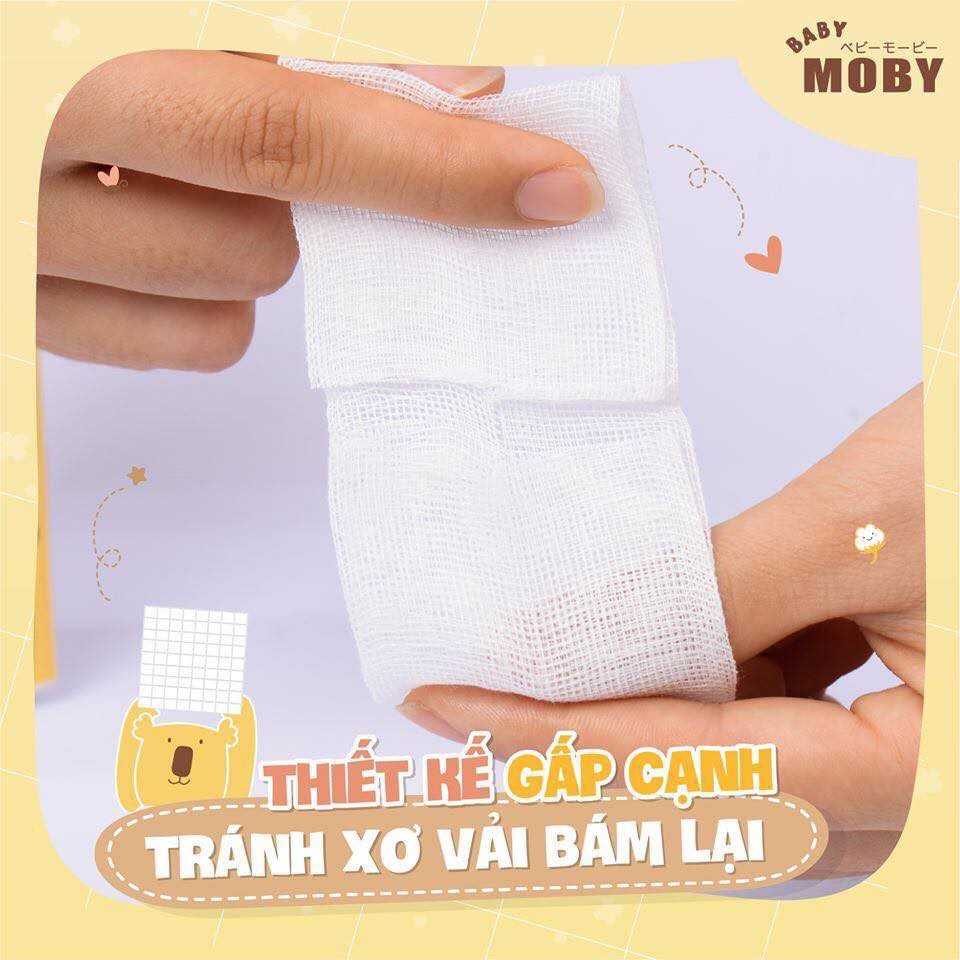 Gạc rơ lưỡi cho bé MOBY BABY 50c, tưa lưỡi vệ sinh răng miệng cho trẻ sơ sinh - Monnie Kids