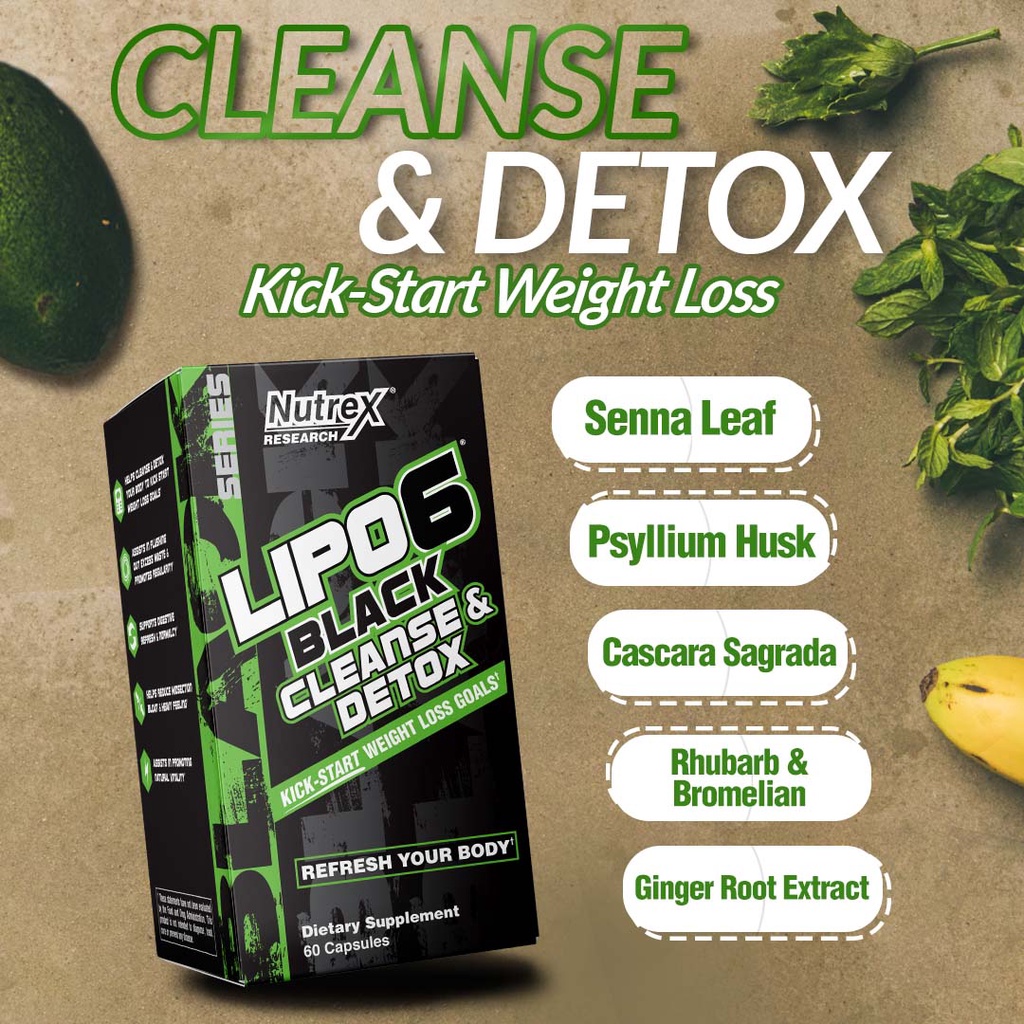 Viên Uống Lipo 6 Detox Thanh Lọc Cơ Thể Giúp Giảm Cân Trong 7 Ngày Nutrex Lipo6 Black Cleanse &amp; Detox - USA(60 Viên)
