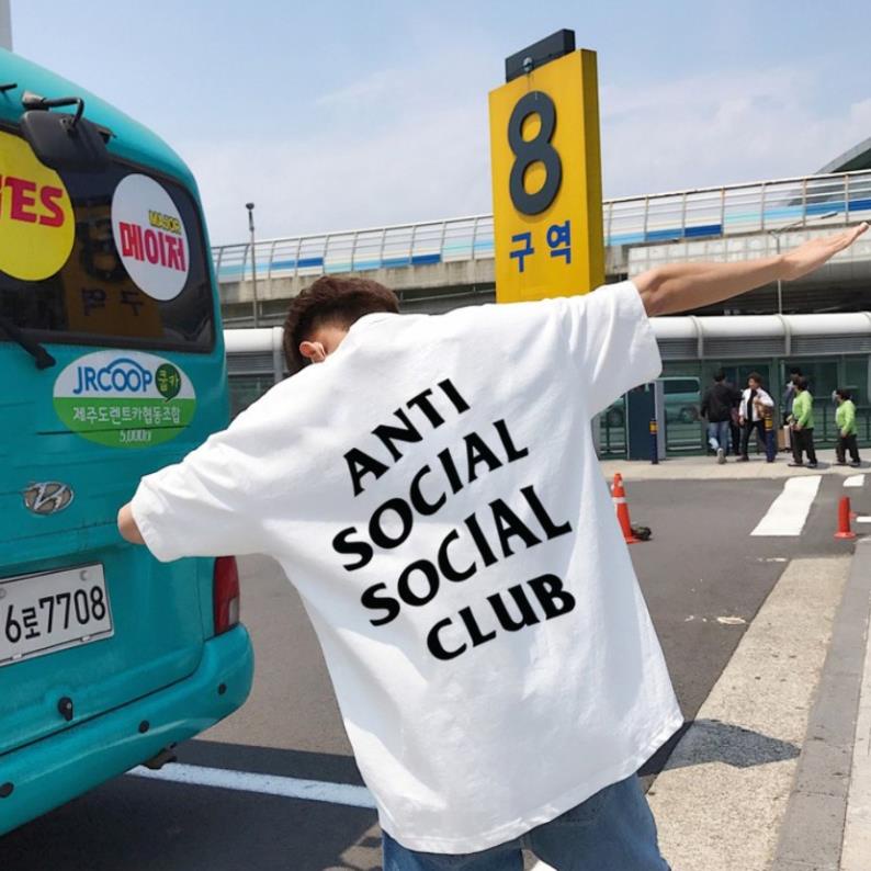 Áo Thun Tay Lỡ Nam Nữ Đen Trắng [ Anti Social Club ] Bối Unisex  ྇