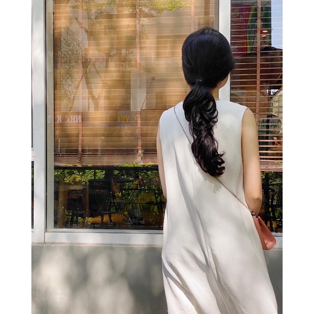 Nimi - Đầm trắng tweed Maxi sleeve dress