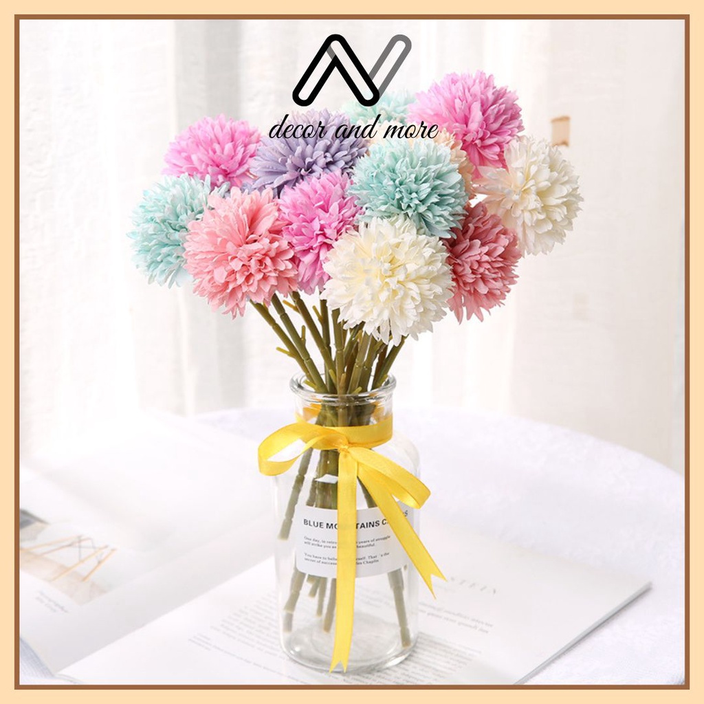 Hoa giả bồ công anh decor, hoa lụa trang trí nhà cửa, phông nền chụp ảnh đẹp