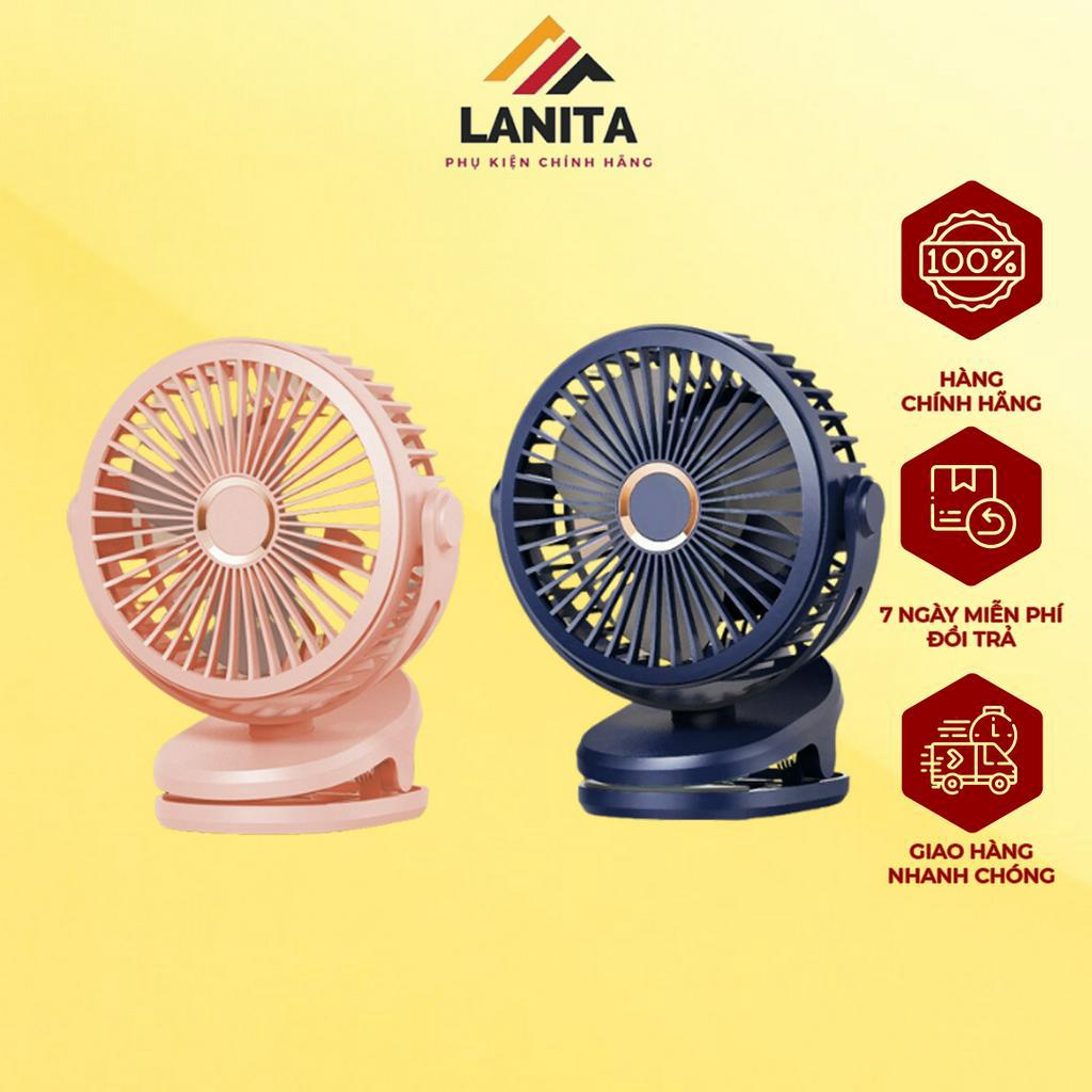 Quạt kẹp bàn tích điện mini LANITA LT03 kích thước 144mm*84mm*192mm dung lượng pin 10.000mAh