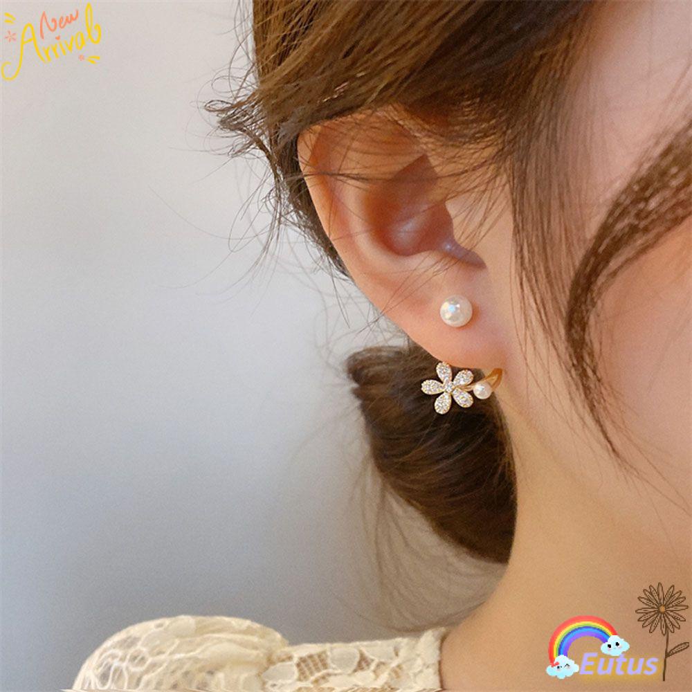 Bông Tai Hình Hoa Đính Ngọc Trai Sang Trọng Thời Trang|Cho Phụ Nữ