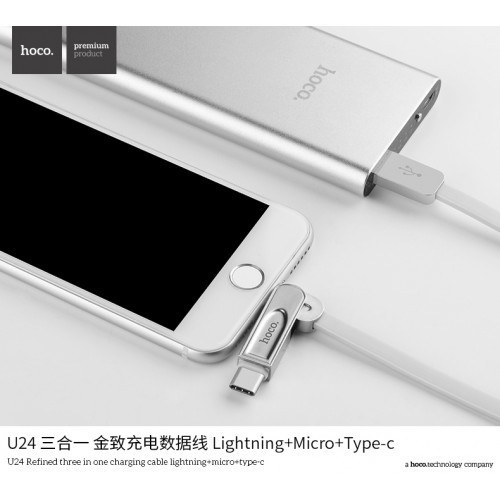 Cáp Hoco U24 lightning + micro + type-c - Hàng Chính Hãng Hoco