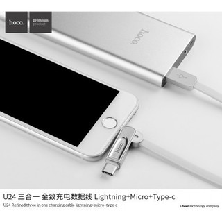 Cáp hoco u24 lightning + micro + type-c - hàng chính hãng hoco