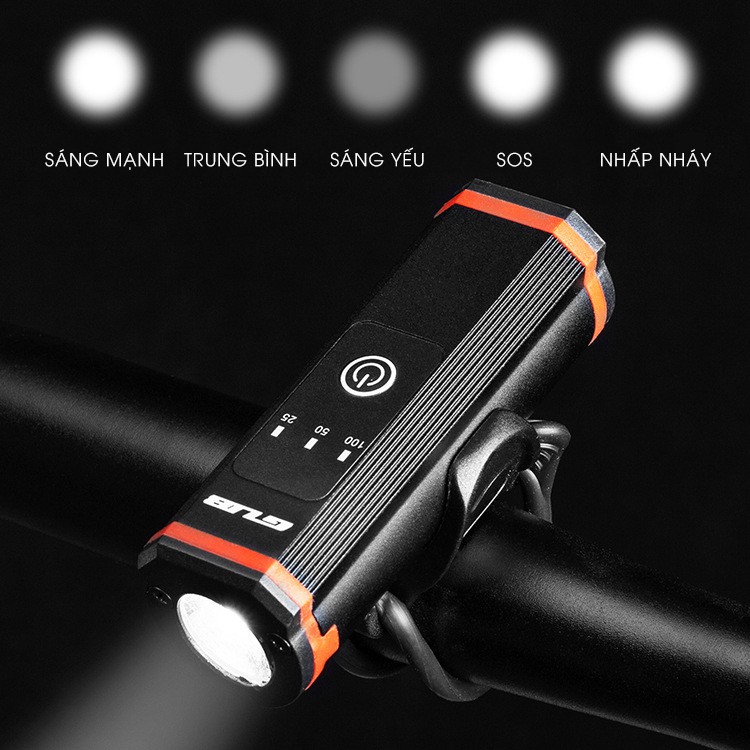 Đèn pin sạc mini siêu sáng, chống nước treo khung xe đạp, đi phượt – GUB L1