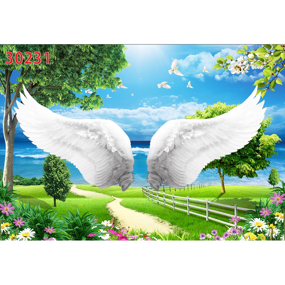 Tranh dán tường 3D cảnh rừng cây lãng mạn