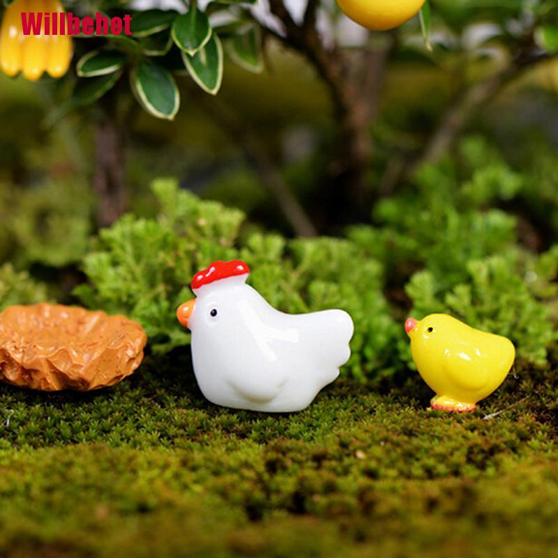 Mô Hình Chú Gà Mini Bằng Nhựa Resin Dùng Trang Trí Sân Vườn