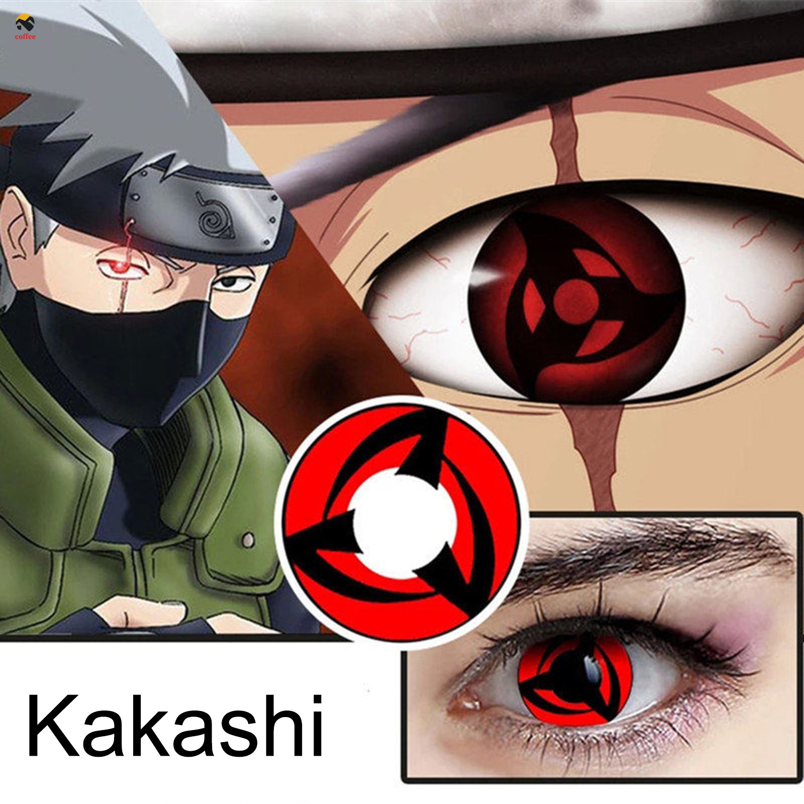 (Hàng Mới Về) Kính Áp Tròng Hóa Trang Nhân Vật Uchiha Sasuke Hatake Kakashi Trong Naruto