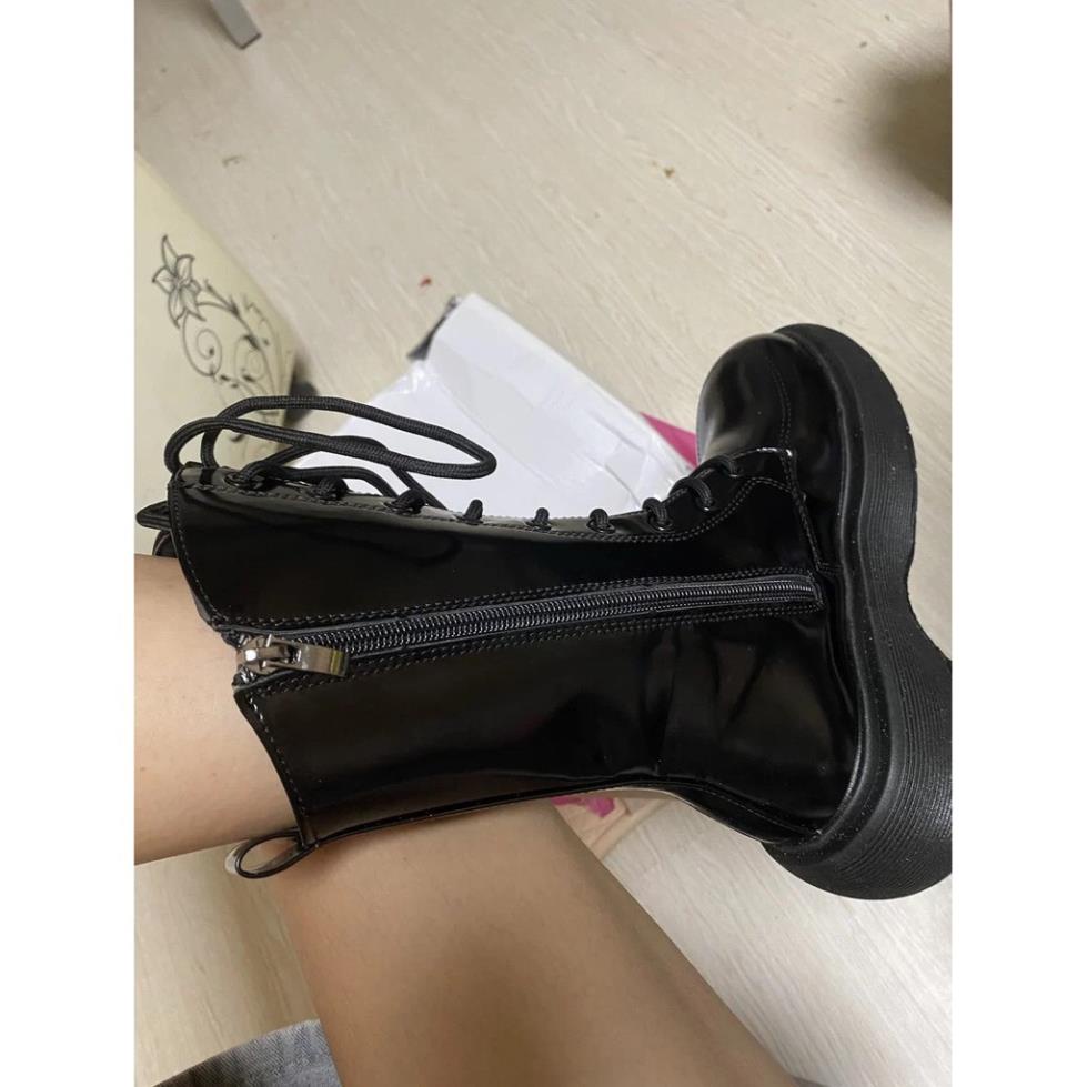(Video+ảnh thật) Bốt cao cổ đan dây, boots chiến binh da bóng, khóa cạnh. ARA