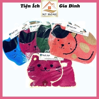 Thảm lau chân hình mèo, thảm chùi chân nhà tắm chống trơn trượt, thấm hút nước tốt, kích thước 40x60cm