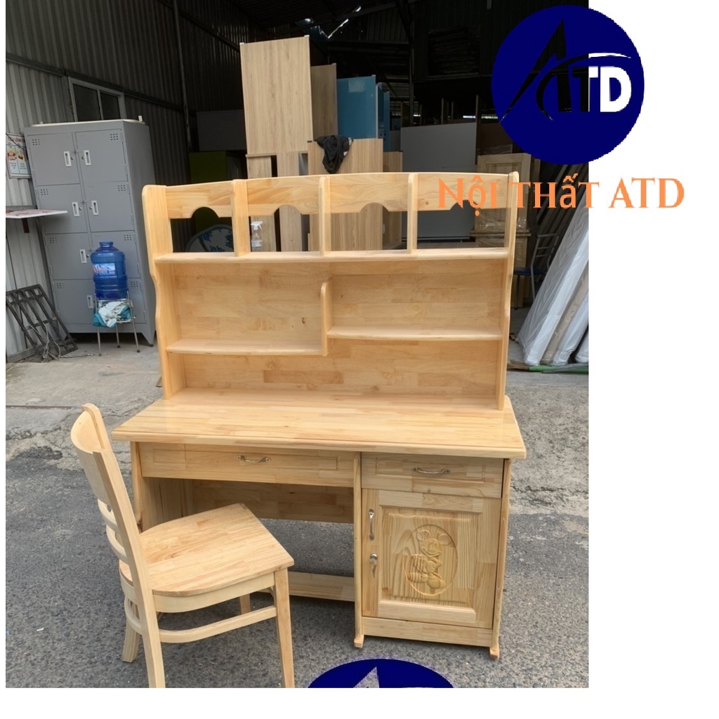 Bàn học sinh gỗ thông cao cấp liền kệ sách cho bé lớn cấp 1 cấp 2 cấp 3 tphcm bình dương