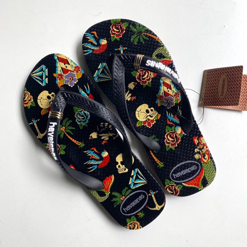 Dép nam xỏ ngón thời trang Havaianas họa tiết đầu lâu kim cương