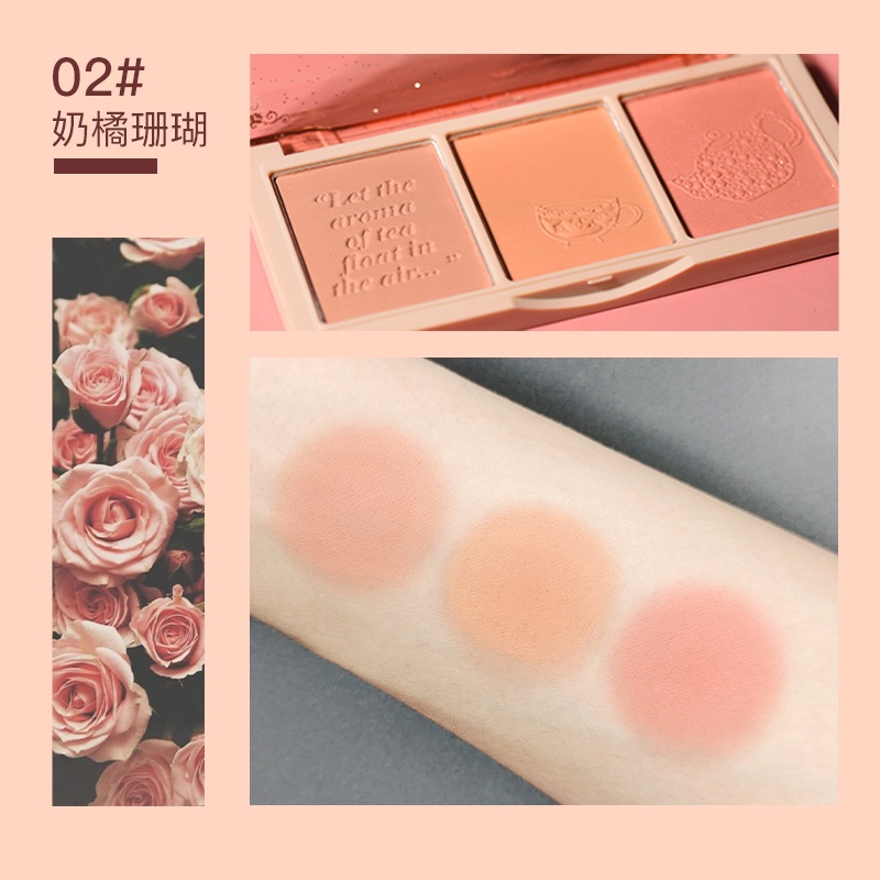 Hold live Phấn Má Hồng Ba Màu gradient Trang Điểm Cho Nữ