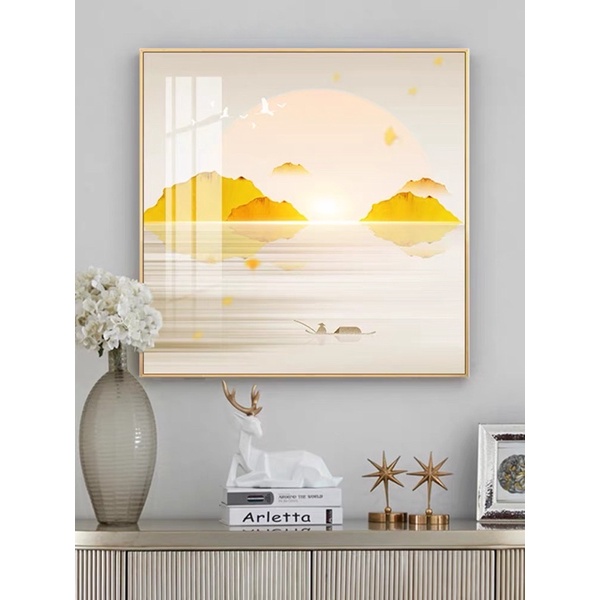 Tranh Treo Tường Tráng gương Phòng Khách/ Ngủ/ Phòng ăn/ Nhà Hàng Khách Sạn Bàn làm việc Hoa lá bạch quả/ Rẻ quạt