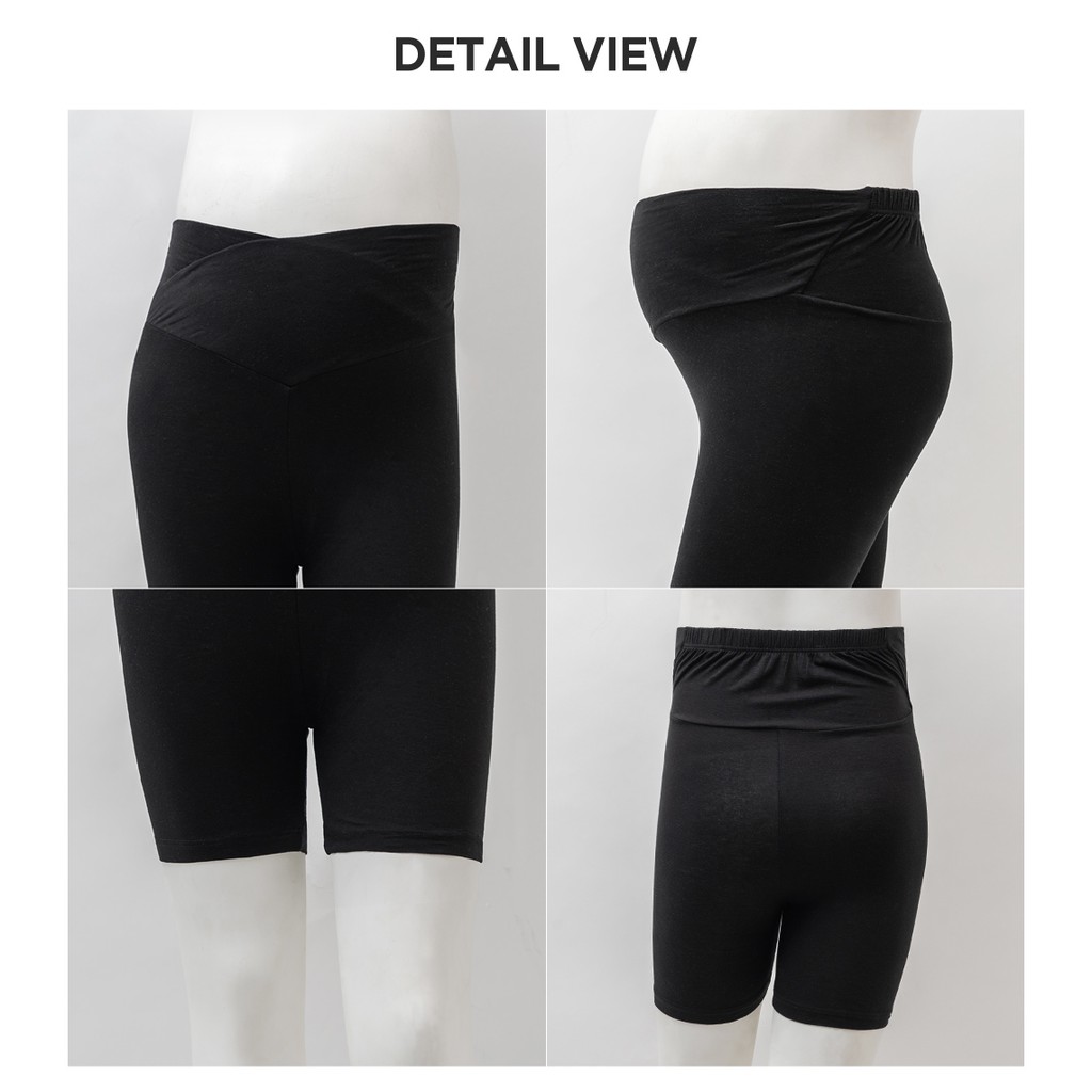 Quần Legging Bầu Cạp V, Ngắn, Không Siết Bụng, Chất Liệu Tencel Nhẹ, Mát, Co Dãn Tốt Thương Hiệu Mothersbaby Hàn Quốc