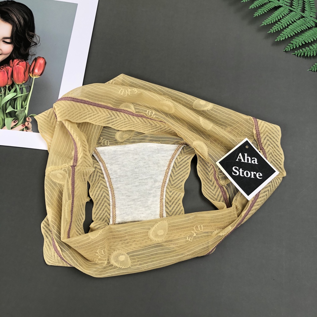 Quần lót ren họa tiết trái bơ chất ren mềm mại xuyên thấu gợi cảm YiOn Underwear QR15