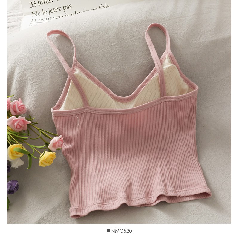 Áo croptop 2 dây VUKANO áo bra chất liệu cotton thoáng mát co dãn có lót ngực - ABN02