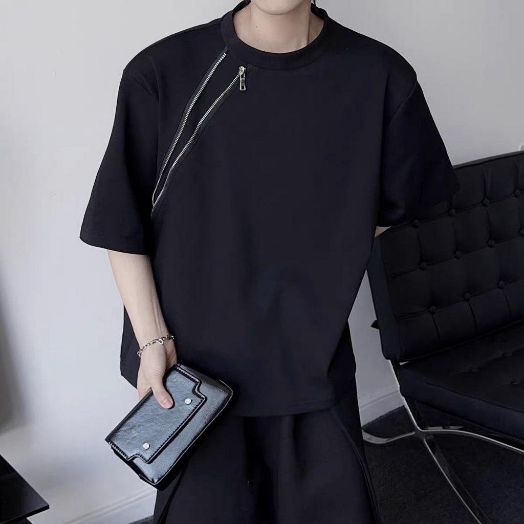 Áo thun phông nam cộc tay khoá kéo basic chất cotton 2 chièu cao cấp AUTOMAN A100