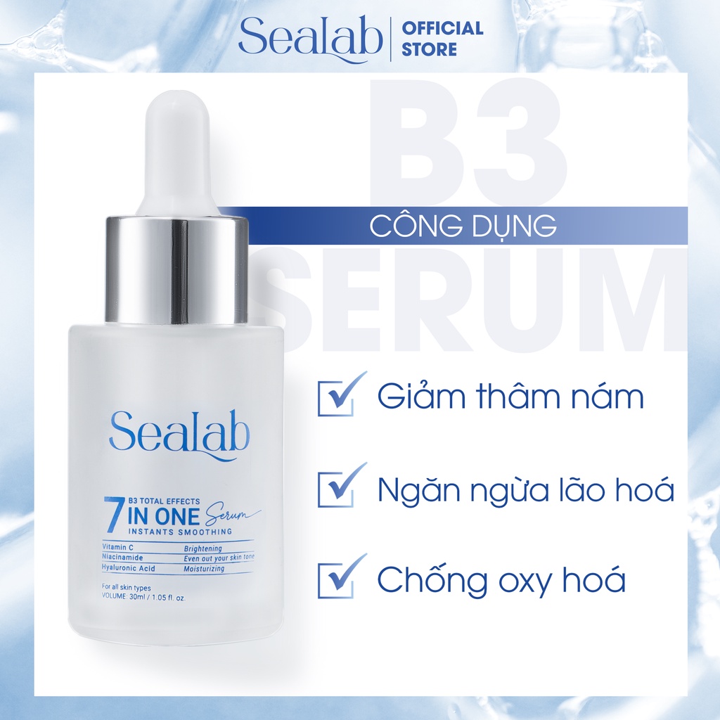 Tinh chất dưỡng Niacinamide + Vitamin C SEALAB 7in1 Instants Smoothing Serum 30ml
