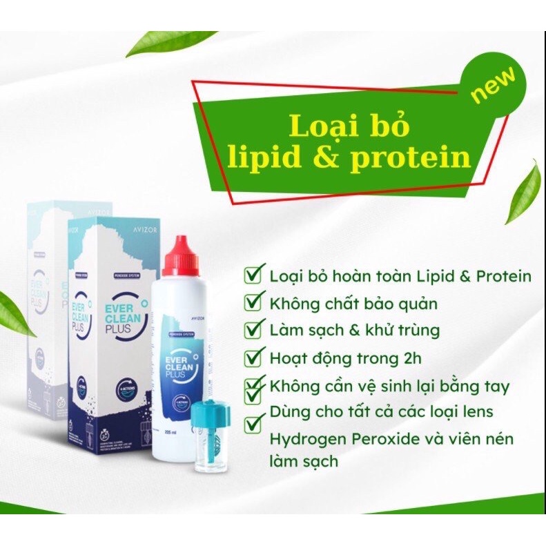 Dung dịch ngâm, khử trùng và diệt khuẩn lens Avizor Ever Clean Plus 225ml