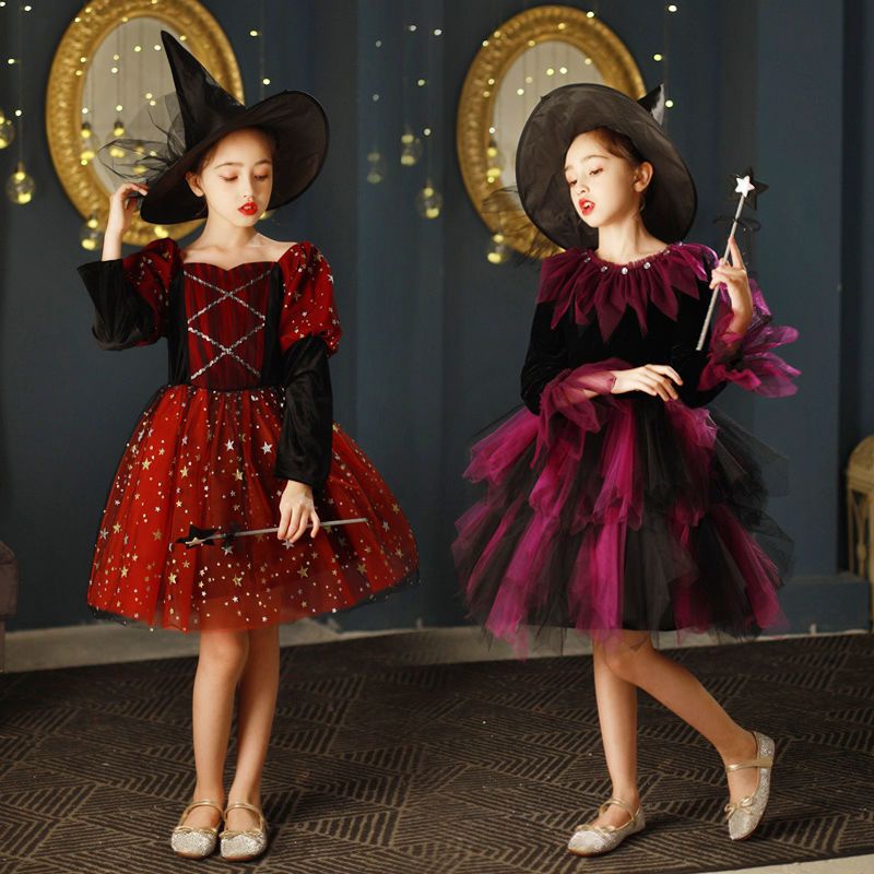 Đầm Hóa Trang Phù Thủy Cho Bé Gái Dịp Halloween Cỡ 110-160