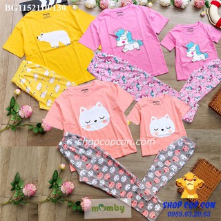 Bộ áo tay ngắn quần dài hình thú dễ thương cho mẹ và bé từ 28-62kg