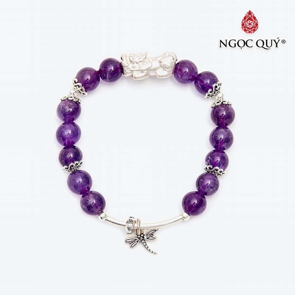 Vòng tay TA tím charm tỳ hưu - Ngọc Quý