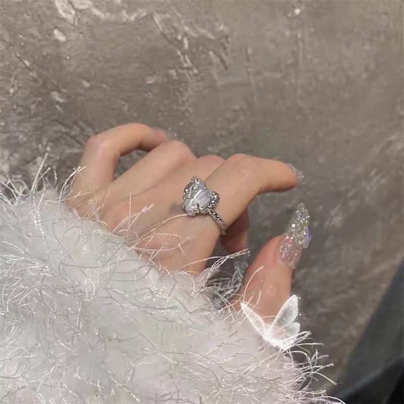 iF YOU Vòng cổ Mặt Nhẫn Đôi Đính Đá Zircon Thanh Lịch Cho Nữ