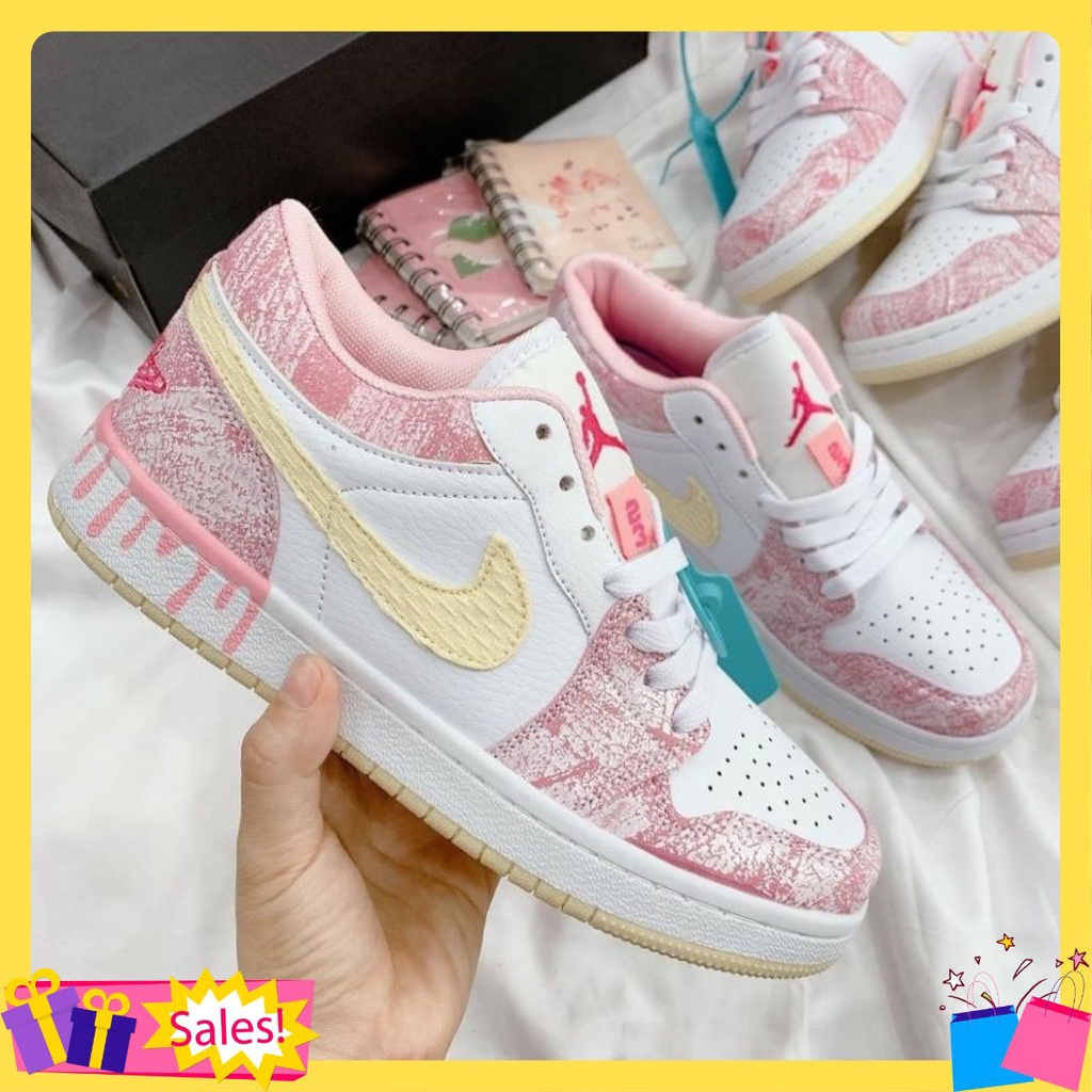 Giày Jordan Cổ Thấp Nữ, Giày JD Jordan 1 Low Paint Drip Thời Trang Full Box Bill