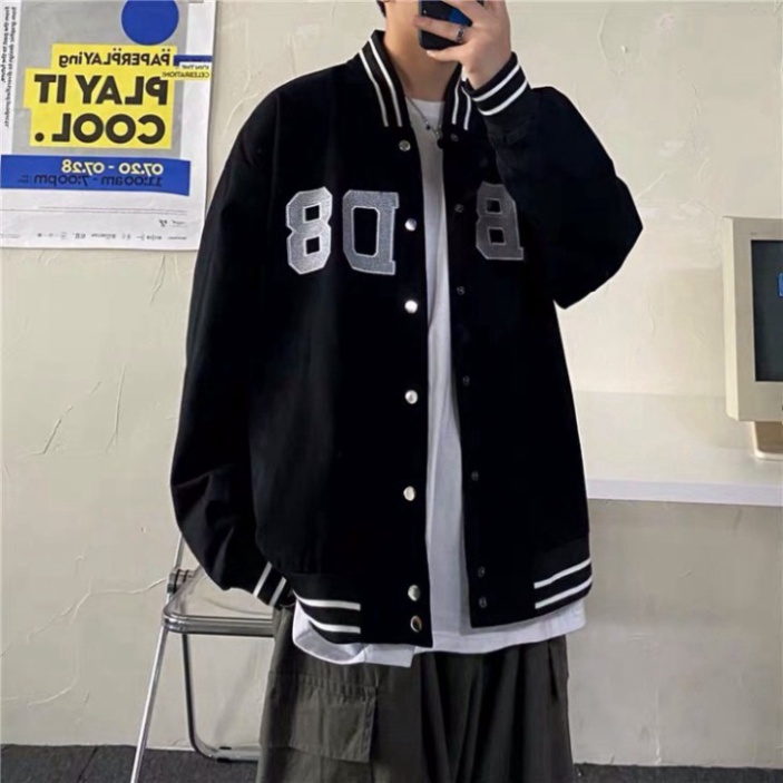 Áo khoác bomber unisex ⚡ 𝐂𝐨́ 𝐕𝐢𝐝𝐞𝐨 -  𝐀̉𝐧𝐡 𝐓𝐡𝐚̣̂𝐭 ⚡ Áo bomber bóng chày H8-08 chất kaki d
