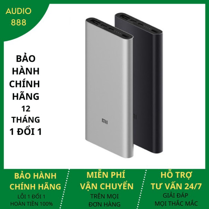 SẠC DỰ PHÒNG XIAOMI GEN 3 10000MAH 2 CỔNG SẠC USB CHÍNH HÃNG - BẢO HÀNH 12 THÁNG